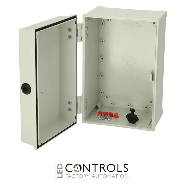 8113332 Fibox CAB PC 302018 G3B Cabinet, Polycarbonate, Grey door Lock on the long side