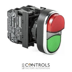 EMAS B102K21KY EMAS B DOUBLE HEAD PUSH BUTTON HIGH POS.1NO+1NC RED-GREEN