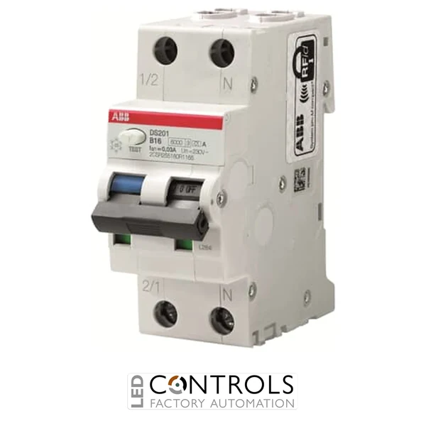 2CSR255180R2164 ABB Residual Current Circuit Breaker with Overcurrent Protection DS201 - 1P+N - 100 mA - 16 A - C - Type A