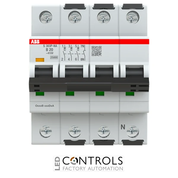 2CDS383103R0205 ABB S303P-B20NA Miniature Circuit Breaker - 3+NP - B - 20 A