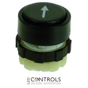 BS3DBLA-ARROW IMO Push Button Spring Return Black With White Arrow Print