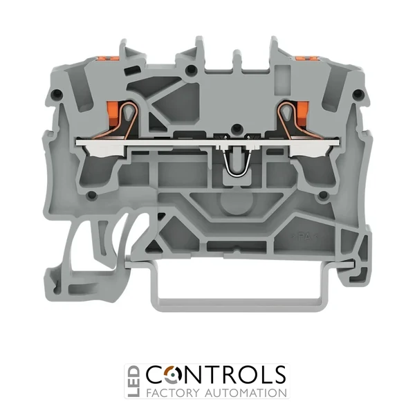 Wago 2202-1201 2-conductor through terminal block with push-button 2.5 mm sq, gray - Pack of 100