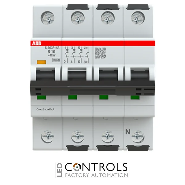 2CDS383103R0105 ABB S303P-B10NA Miniature Circuit Breaker - 3+NP - B - 10 A