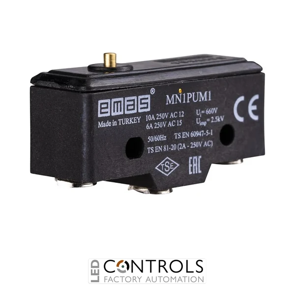 EMAS MN1PUM1 EMAS MN1 MINI SWITCH W METAL SLIM & SHORT MT. PLUNGER 1CO