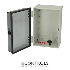 8113032 Fibox CAB PC 302018 T3B Cabinet, Polycarbonate, Smoked transparent door Lock on the long side