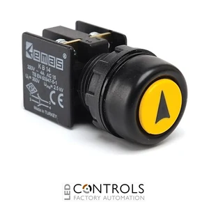 EMAS KB14RSO EMAS KB PUSH BUTTON RED DBL CIRCUIT YELLOW WITH ARROW&SILICON COVER