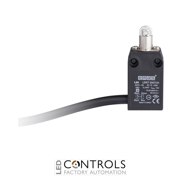 EMAS L66K13MUM331-3 EMAS L66 SERIES LIMIT SW.SNAP ACTION 1NC+1NO LINEAR ROLLER IP67 3MT CABLE