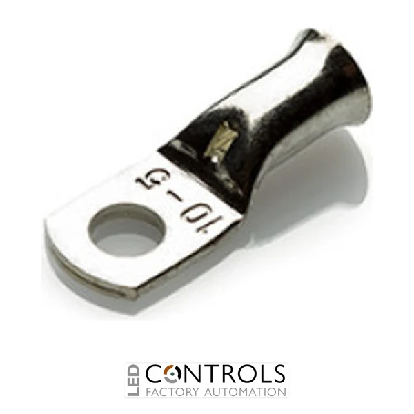 COL10-5 Partex copper tube ring terminal, 10mm², M5 stud, pack 100