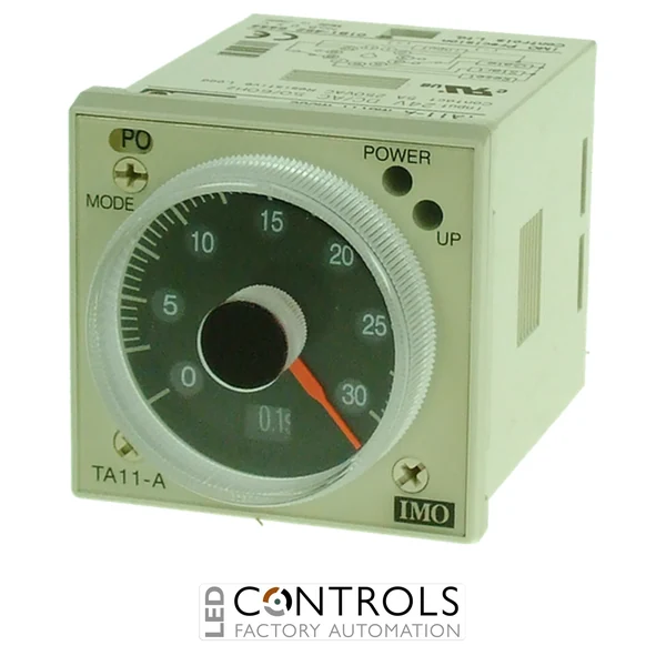 TA11-A24AC/DC IMO Panel Mount Timer 0.05s-60hr, Double Pole CO 5A, 11 Pin