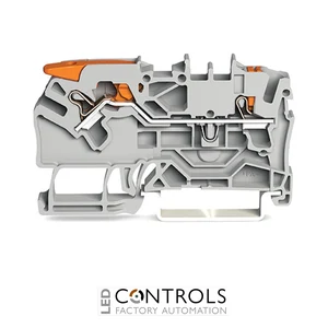 2102-5201 Wago 2-conductor through terminal block;with lever and push-button;2.5 mm²;gray