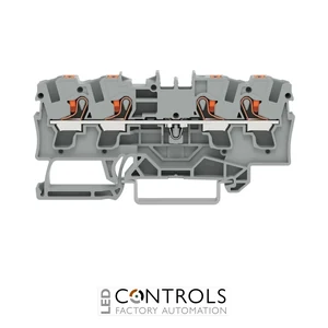 Wago 2204-1401 4-conductor through terminal block with push-button 4 mm sq, Grey