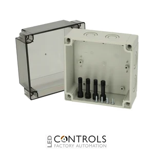 6016909 Fibox PCM 125/100 T Enclosure, Polycarbonate, metric knock-outs Smoked transparent cover