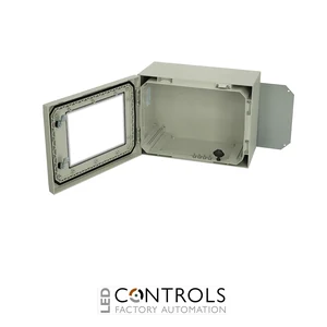 8120143 Fibox ARCA 304021W Cabinet, Polycarbonate Grey cover with window, 2-point locking, hinges on the short side