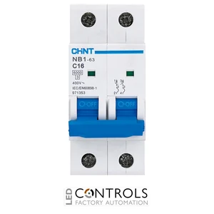 chint mcb nb1-63b2p01 1a, 2p 6ka dp b curve