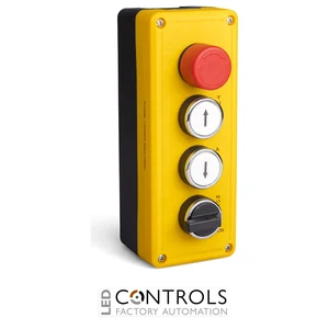 EMAS PY4ASB2 EMAS YLLW-BLACK LIFT PUSH BUT.STA. 2A 1 30MM EMER 1 SEL.8 CONT.