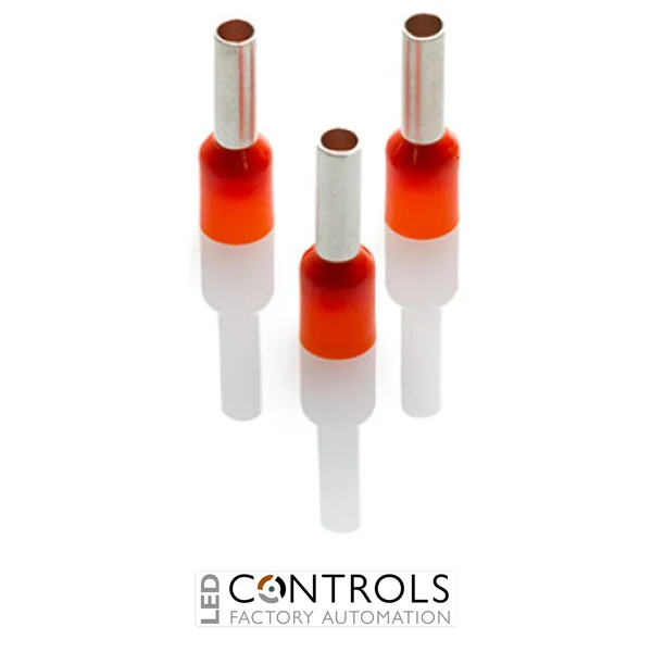 CEF418F-C Partex single insulated cord end ferrule, 4mm², 18mm barrel, Orange, pack of 100