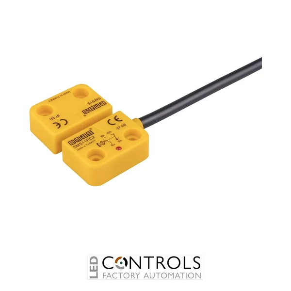 EMAS SMS11RC2-S15 EMAS SMS RIGHT EXIT 1NC+1NO 5MM SENSE WITH LED 2MT CABLE 22MM RECTANGULAR MAGNETIC SWITCH